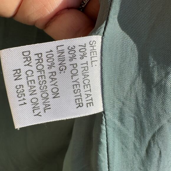 Vintage 80s Ann Tjian For Kenar Sea Foam Green Long Overcoat Blazer Size Small - Picture 11 of 13